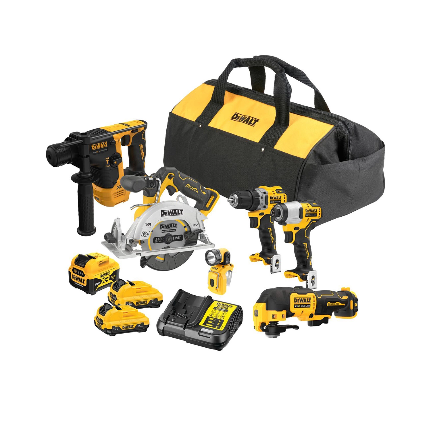 DeWALT DCK611P1D2 12V Li-ion accu 6-delige combiset (2x 2.0Ah accu) in transporttas-image