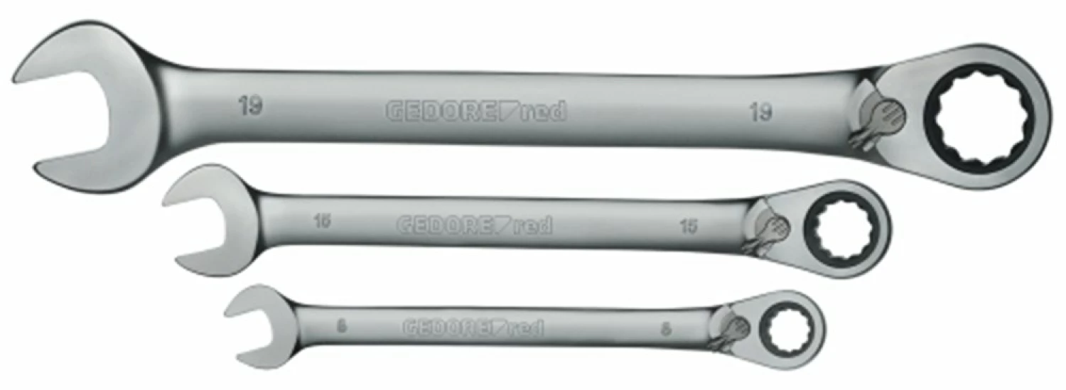 Gedore RED R07205012 Jeu de clés à cliquet annulaires/combinées - 8-19mm - 12 pièces-image
