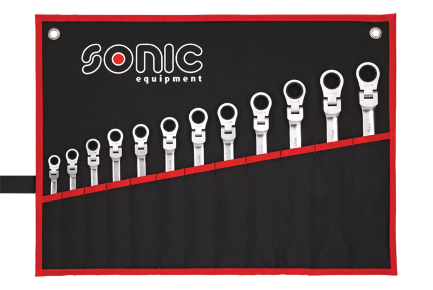 Sonic 601218 Jeu de clés à cliquet flexible 12 faces en coffret - 12 pièces-image