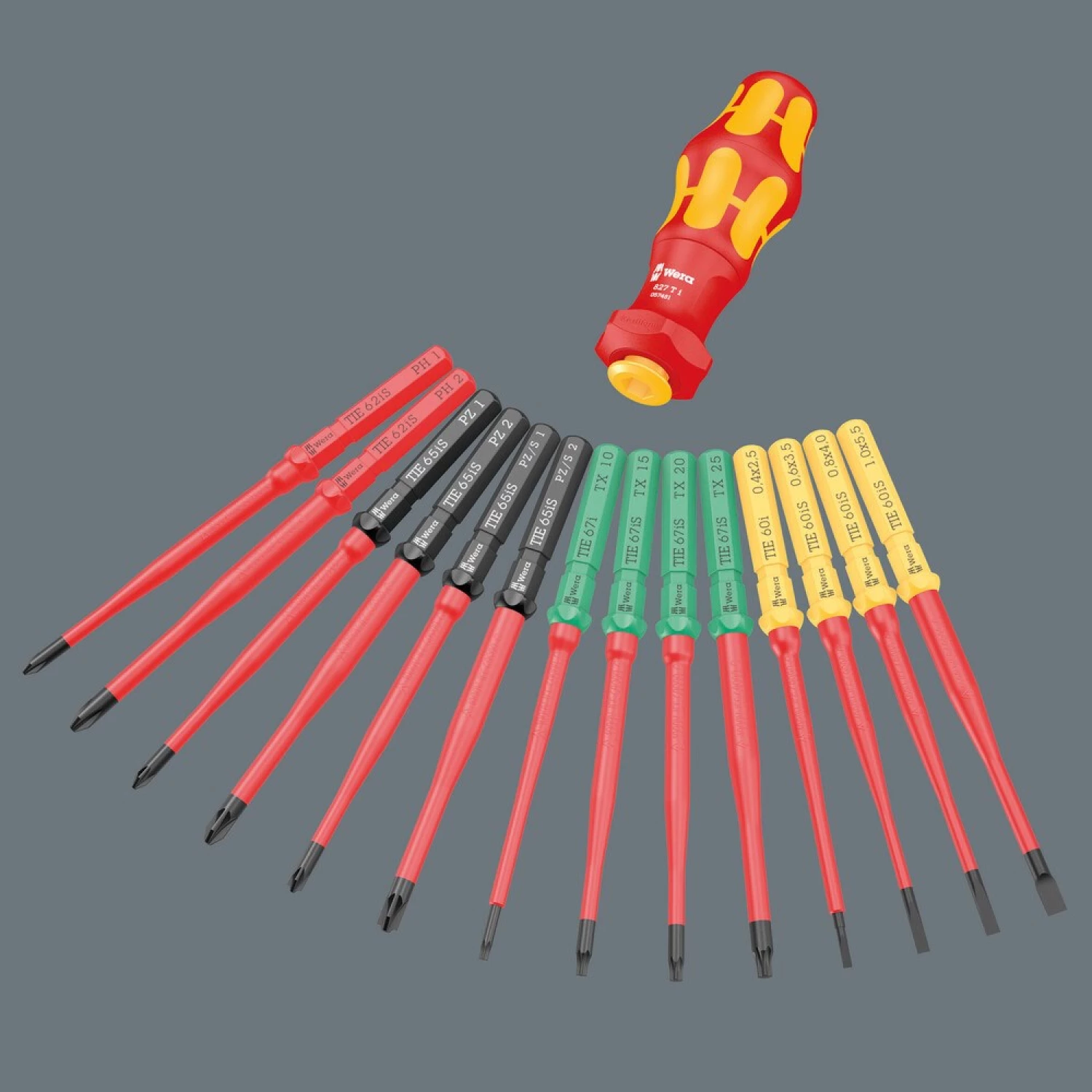 Wera 05006641001 16 pièces Kraftform Kompakt Turbo i Imperial 1 Tool Finder Jeu de lames interchangeables dans un étui-image