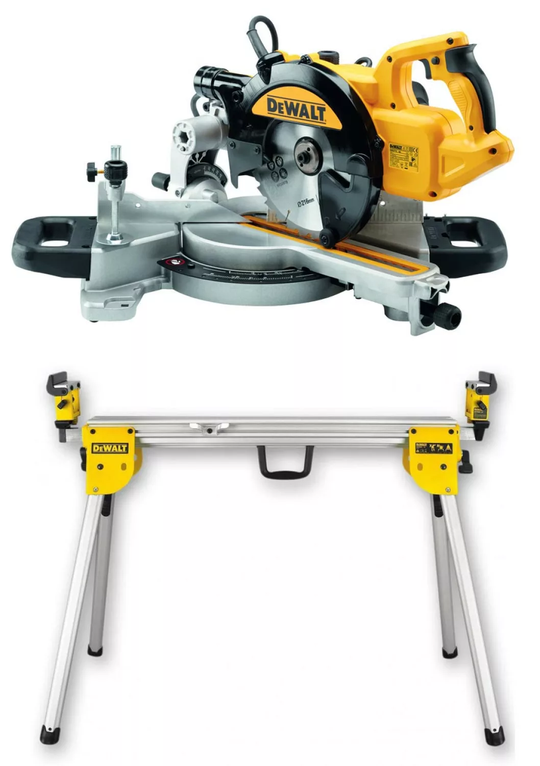DeWALT DWS774SET Afkortzaag met XPS zaaglijnindicator incl. onderstel - 1400W - 216 x 30mm-image