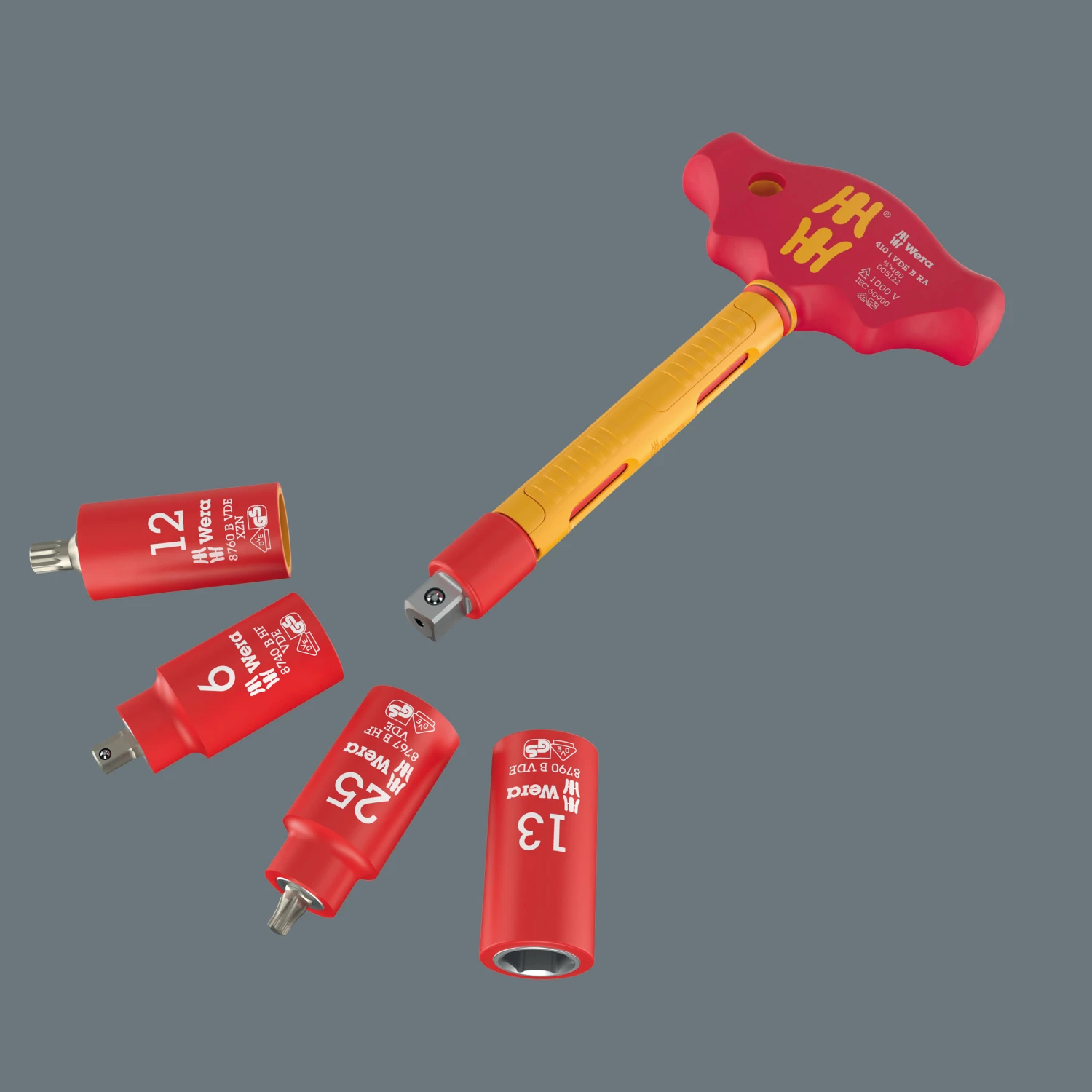 Wera 05005122001 410 i VDE B RA VDE Geïsoleerde Adapterschroevendraaier met T-greep en ratelfunctie - 3/8"-image