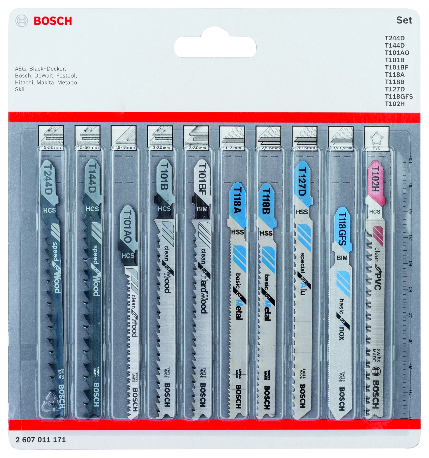 Bosch 2607011171 - Set 10 pièces lame de scie sauteuse All in One-image