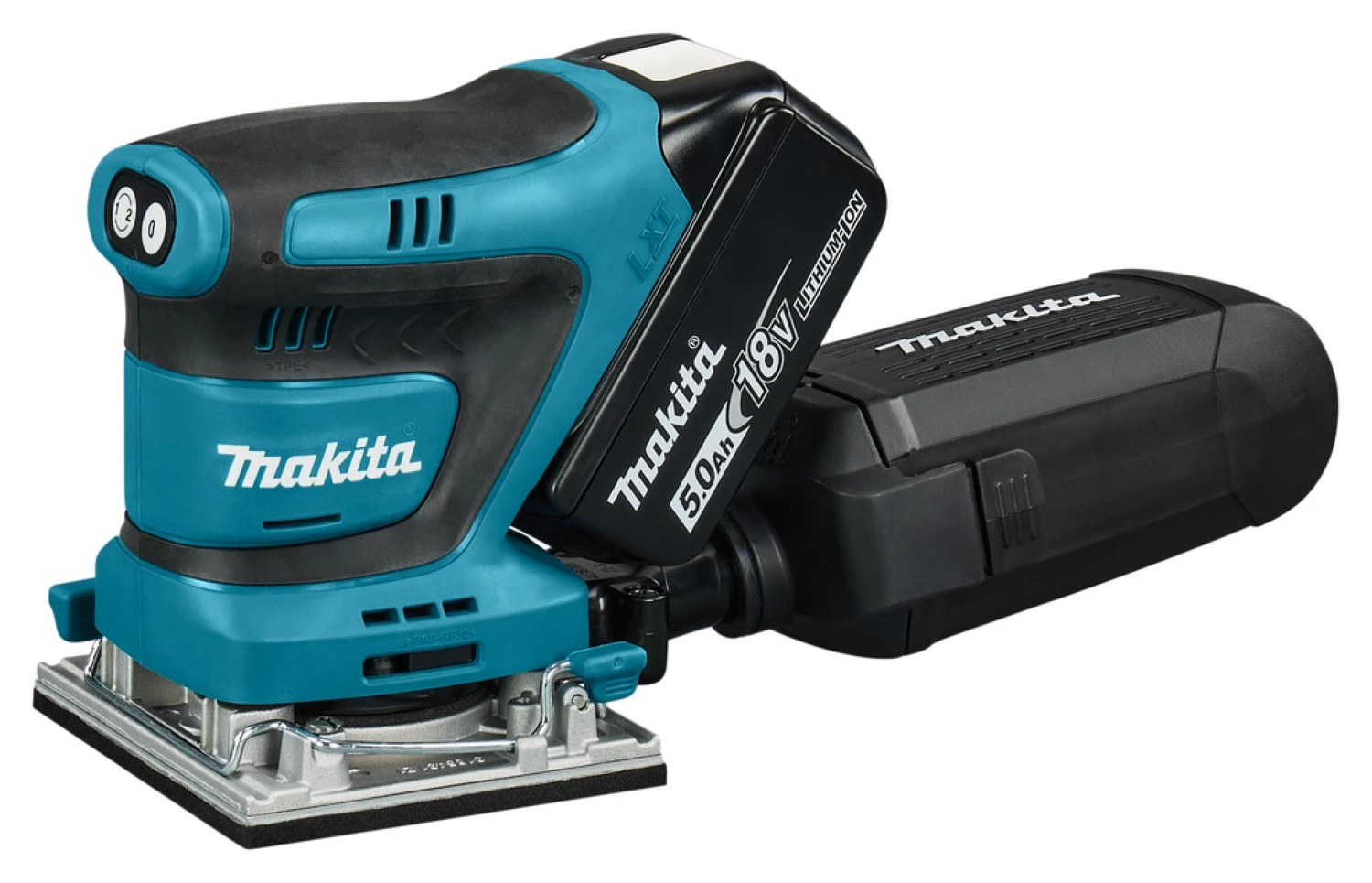 Makita DBO482RTJ LXT 18V Li-ion Accu Handpalm vlakschuurmachine set (2x 5,0 Ah) in Mbox-image
