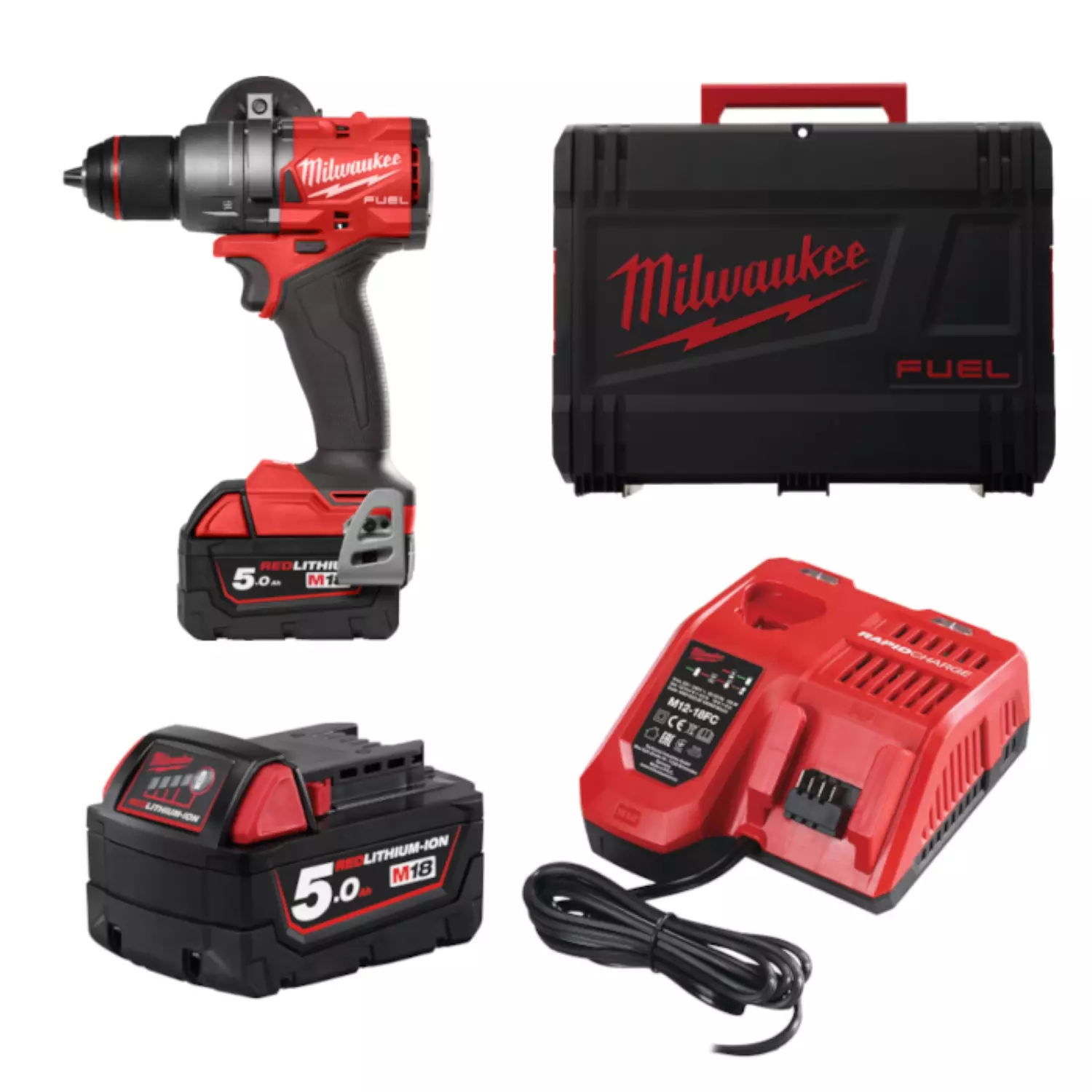 Milwaukee M18 FDD3-502X FUEL™ boorschroefmachine (2x 5.0 Ah accu) in HD box - 158Nm - 18V-image