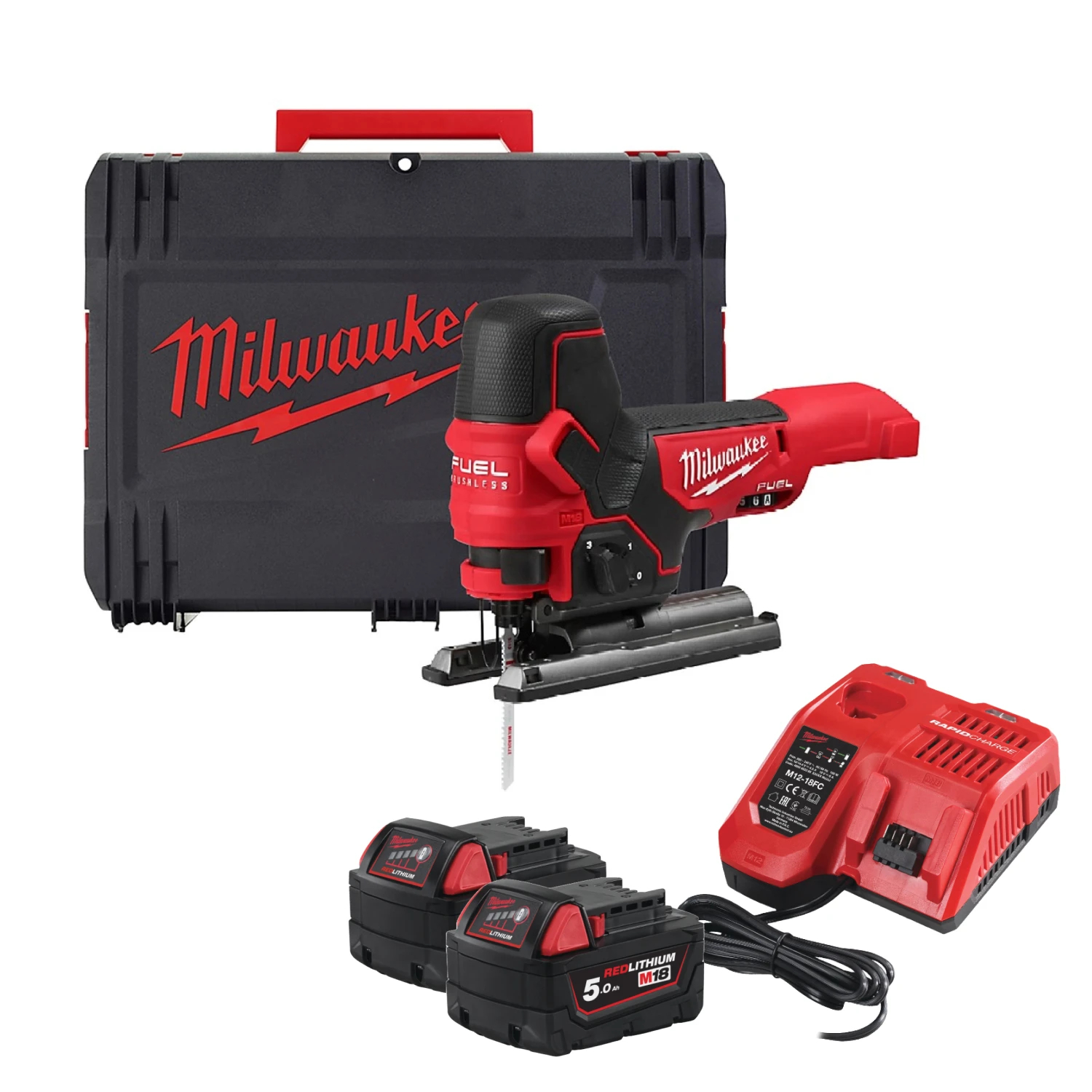 Milwaukee M18 FBJS-502X 18V Li-ion accu Scie sauteuse set (2x 5.0Ah accu) en HD-Box - Moteur BL-image