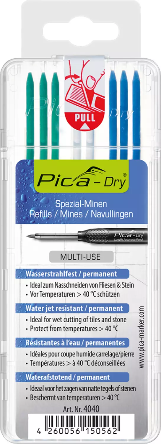 Pica 4040 Dry Navulling in blister - Blauw/Wit/Groen (8st)-image