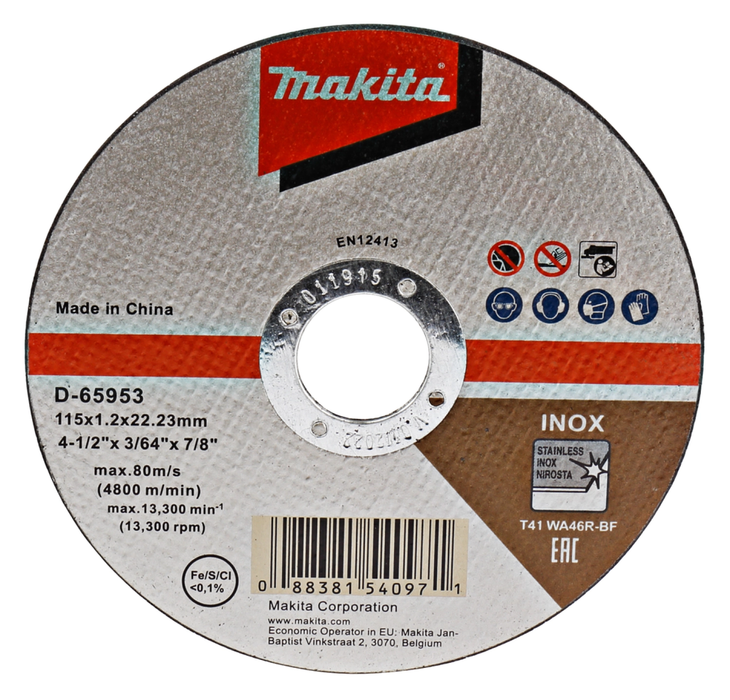 Makita D-65953 Doorslijpschijf RVS - 115,22,23x1,2mm-image