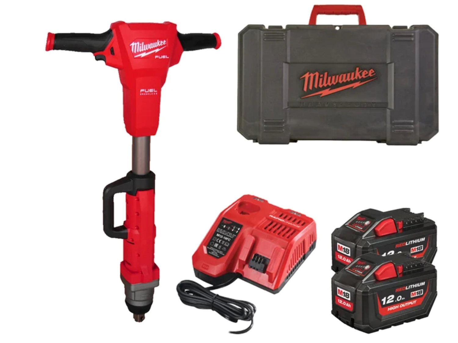 Milwaukee M18 FHIWF1R-122C Li-ion accu rail slagmoersleutel (2x 12.0Ah forge accu) set in koffer - 2000Nm-image