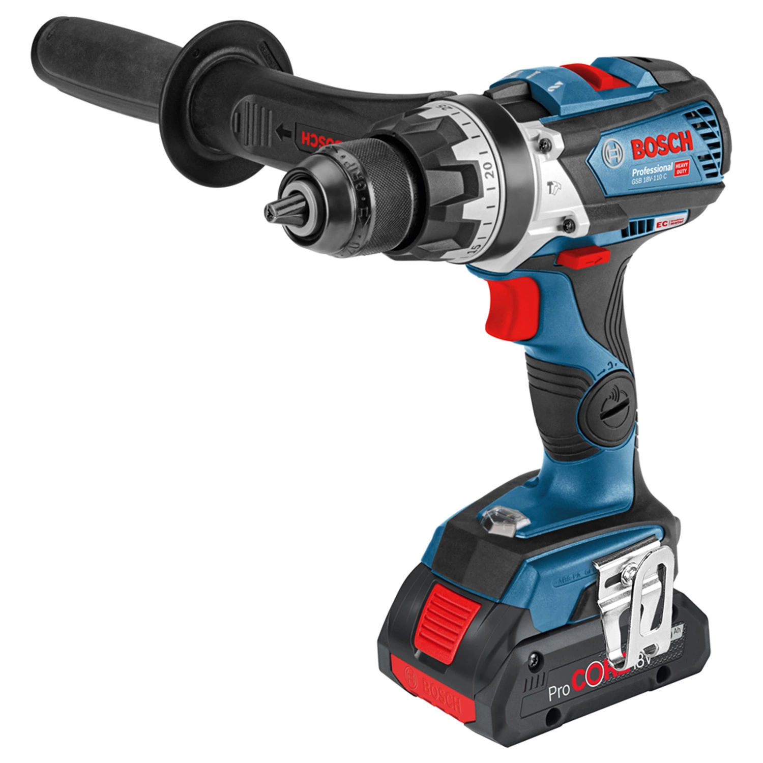 Bosch 06019G030B - Perceuse-Visseuse à percussion sans fil GSB 18V-110 C2x ProCORE18V 4,0Ah, chargeur GAL 18V-40-image