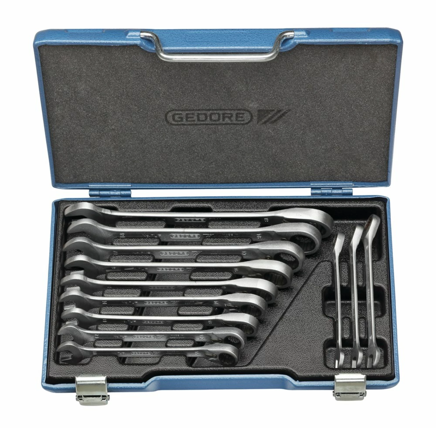 Gedore 7 UR-012 12-delige Ringratel-/steeksleutelset in koffer - 8-19mm - omschakelbaar-image