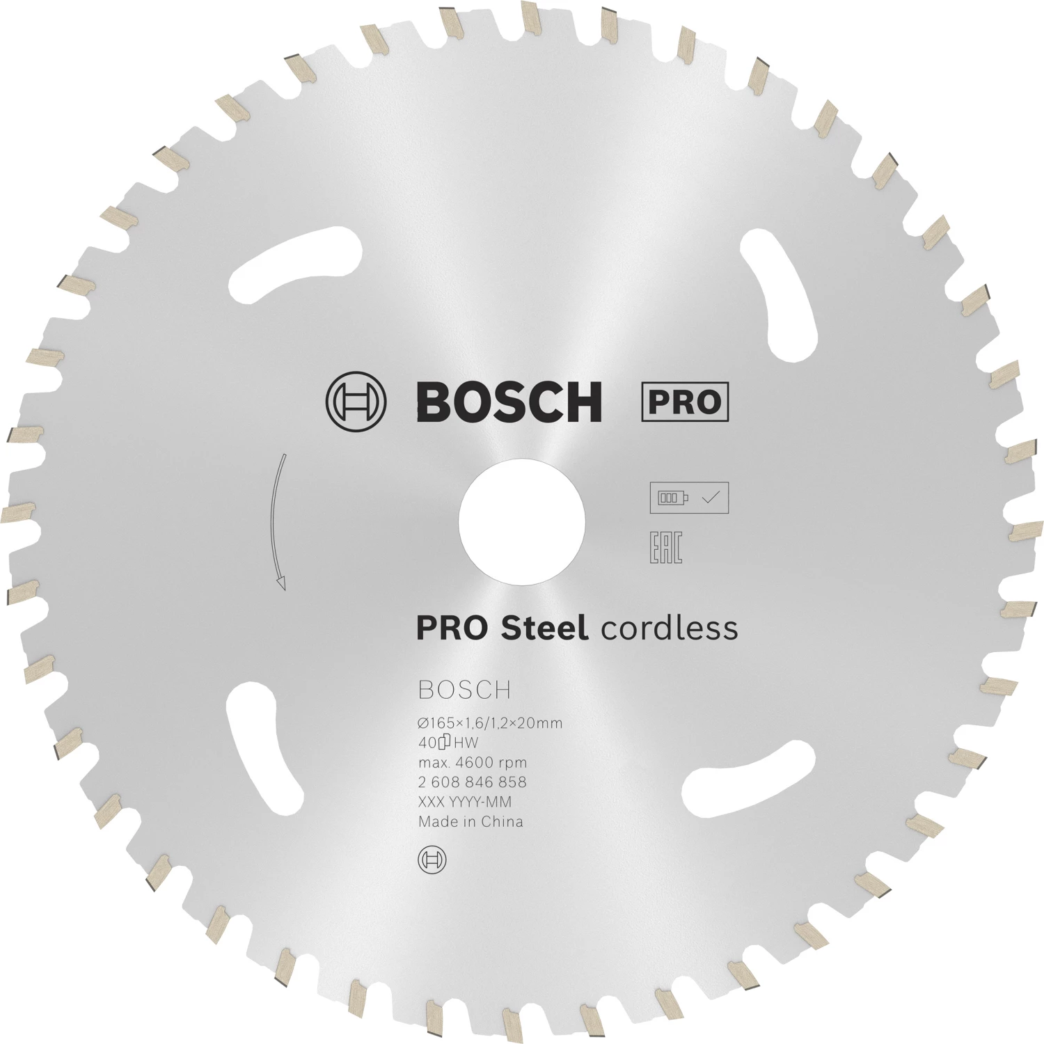 Bosch 2608846858 PRO accu cirkelzaagblad voor Staal - 165 x 20 x 40T-image