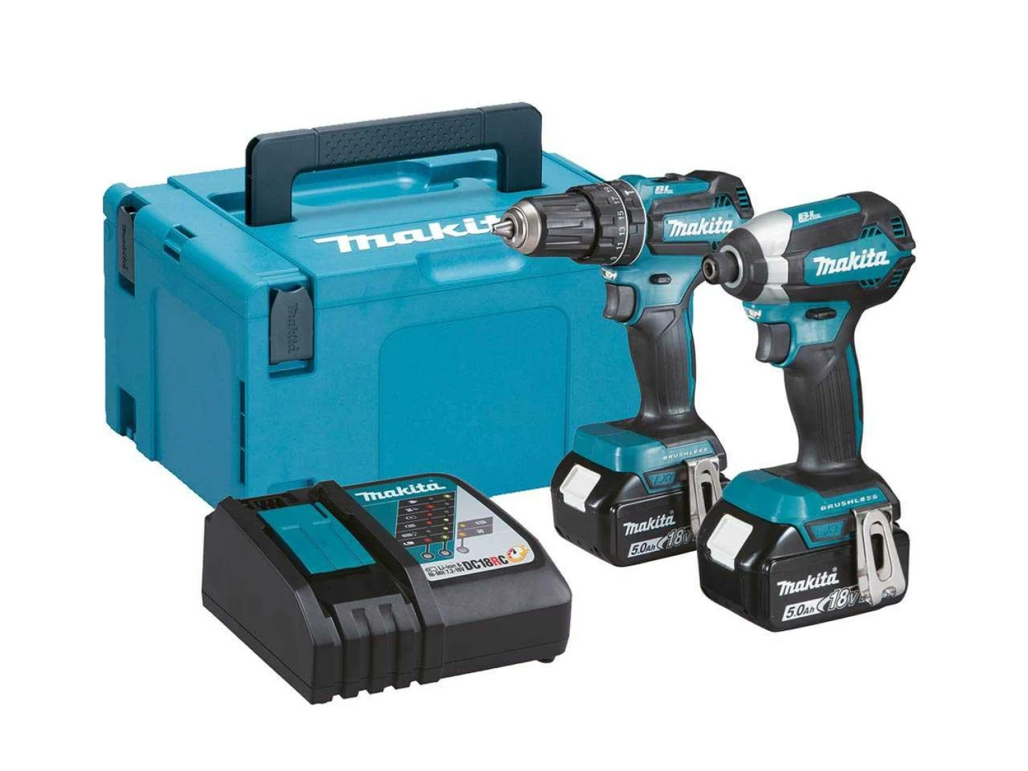 Makita DLX2283TJ 18V Li-Ion accu klopboor- /schroefmachine (DHP485) & Slagschroevendraaier (DTD153) combiset (2x 5,0Ah accu) in Mbox - koolborstelloos-image