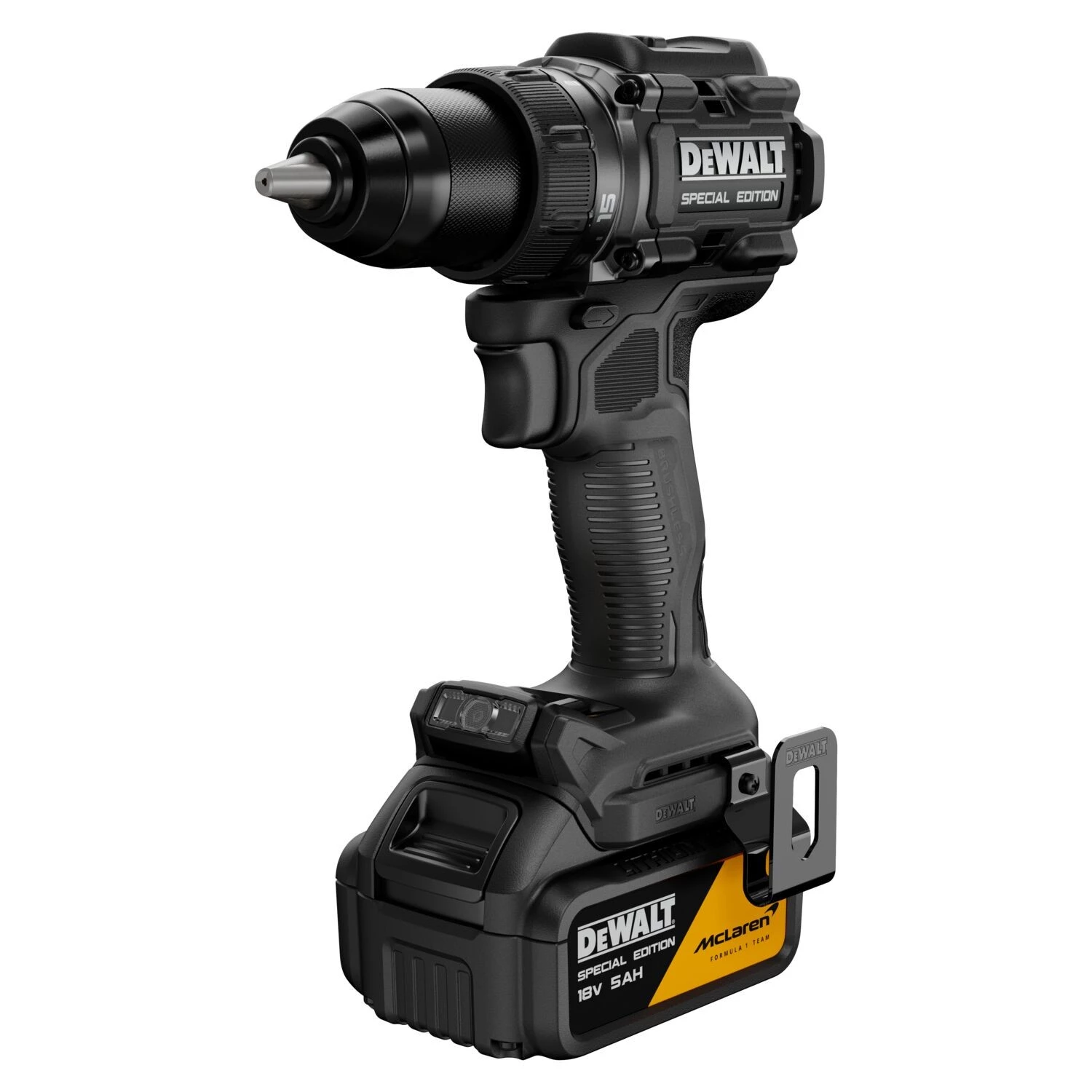DeWALT X MCLAREN DCD81MP2T-QW 18V XR accu schroef-/boormachine set (2x 5.0Ah accu + lader)