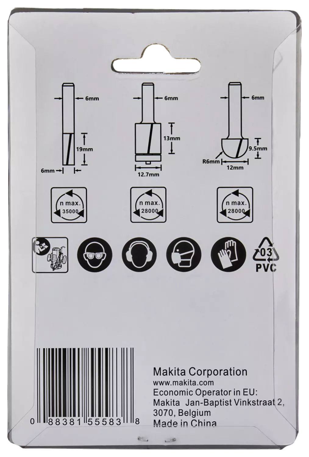 Makita D-70459 3-delige freesset - 6mm-image