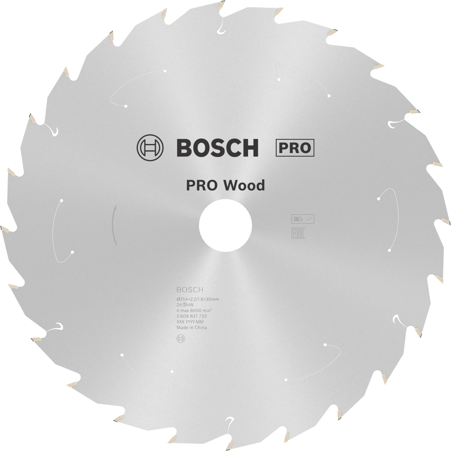 Bosch 2608837733 PRO accu tafelzaagblad voor Hout - 254 x 30 x 24T