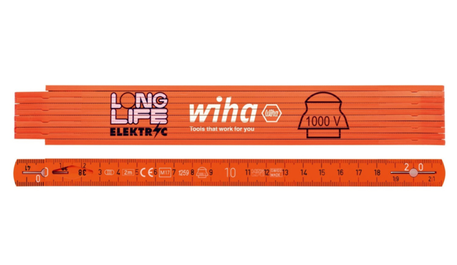 Wiha 4102008 Longlife Reglet d'électricien - métrique - 2m - 10 pièces - orange-image