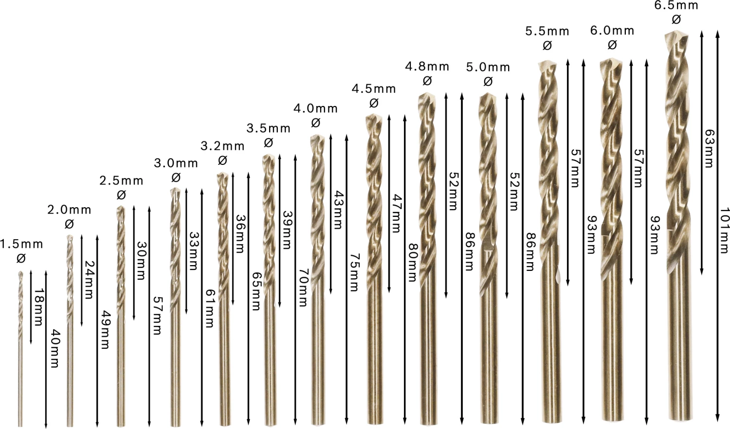 Bosch 2607019926 - Set 13 pièces foret à métaux HSS-Co Robust Line, 1,5; 2; 2,5; 3; 3,2; 3,5; 4; 4,5; 4,8; 5; 5,5; 6; 6,5 mm-image