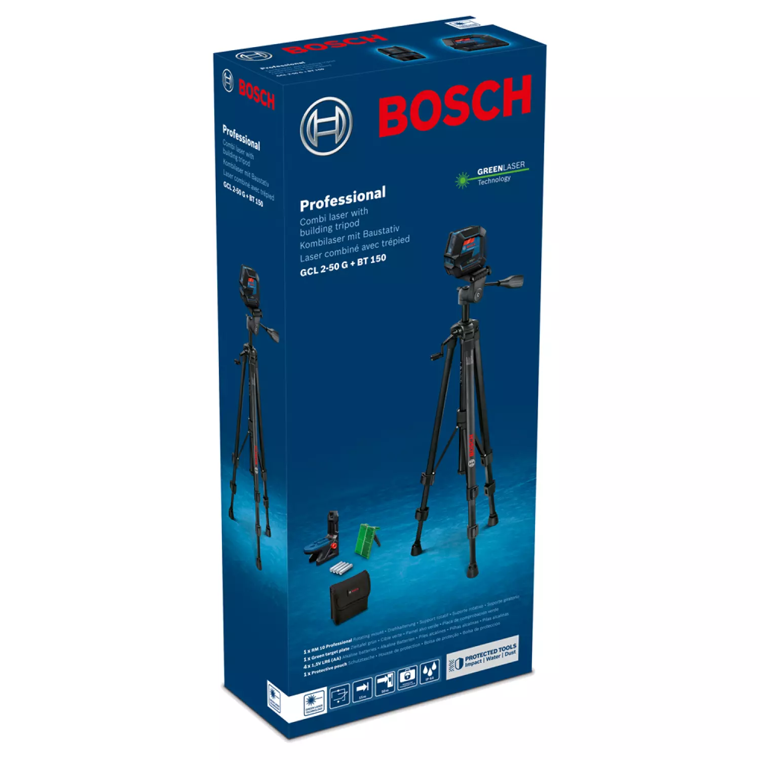 Bosch GLL 2-50 G Laser à croix laser + support - trépied avec Coffret de rangement - 15 m-image