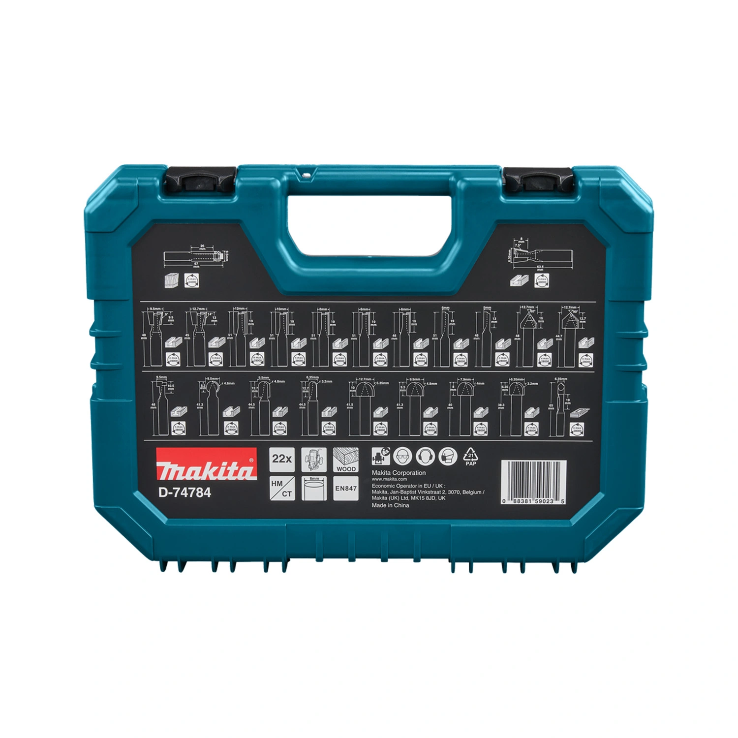 Makita D-74784 22-delige Frezenset 8mm