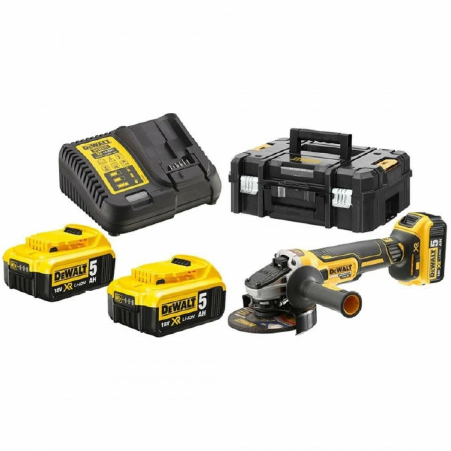 DeWALT DCG405P3 18V Li-Ion accu haakse slijper set (3x 5.0Ah accu) in TSTAK - 125mm - koolborstelloos-image