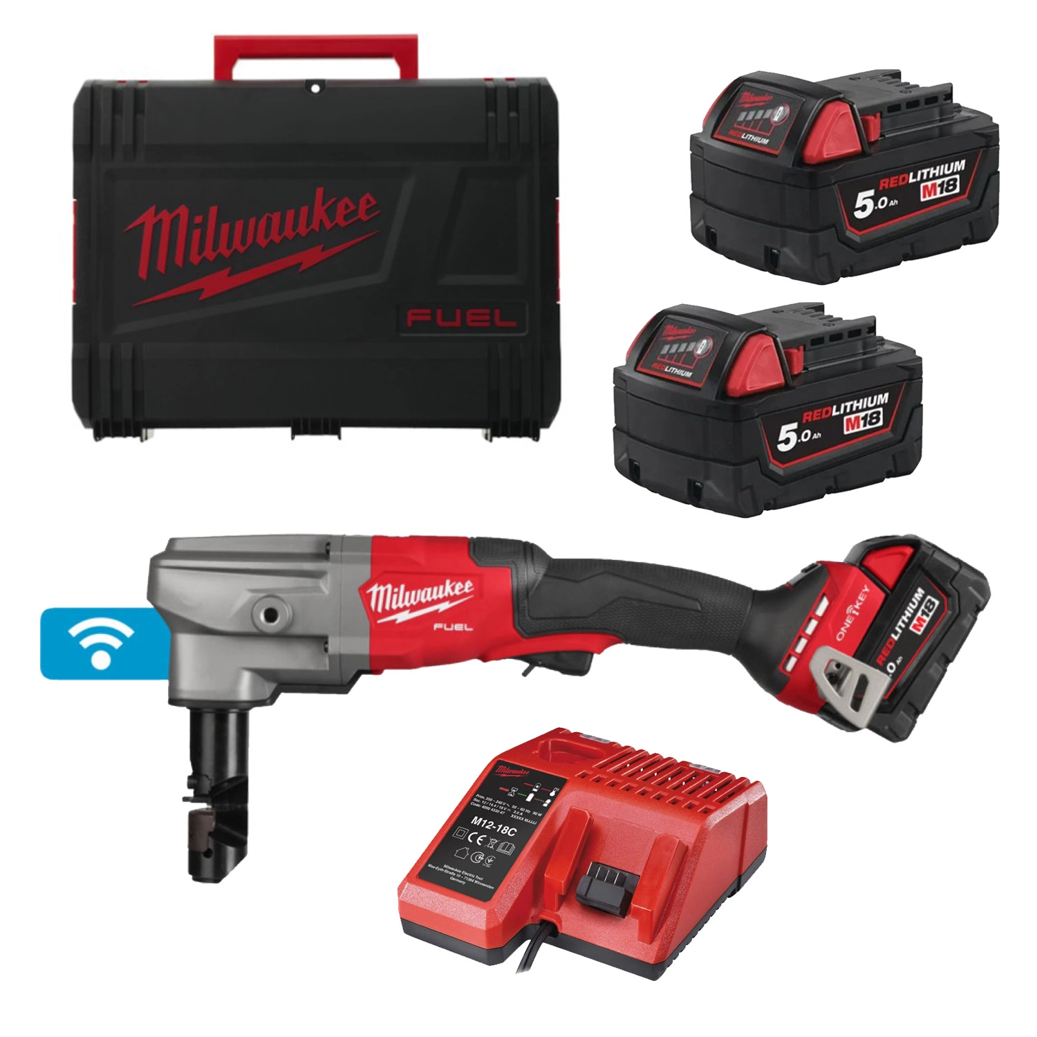Milwaukee M18 FNB35-502X 18V Li-ion accu knabbelschaar set (2x 5.0Ah accu) in HD Box - 3,5mm-image