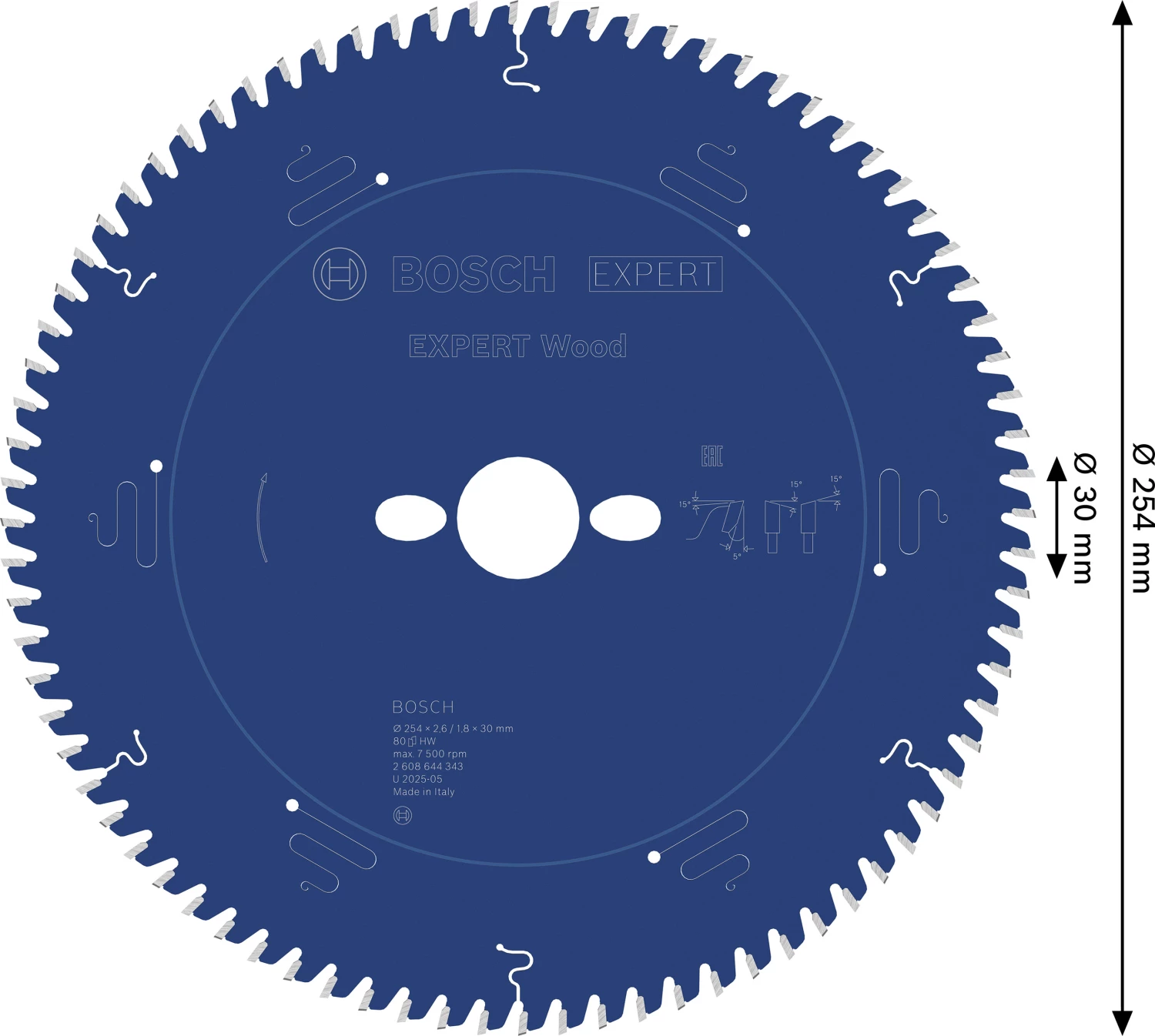Bosch 2608644343 Cirkelzaagblad Expert - 254 x 30 x 80T - Carbide-image
