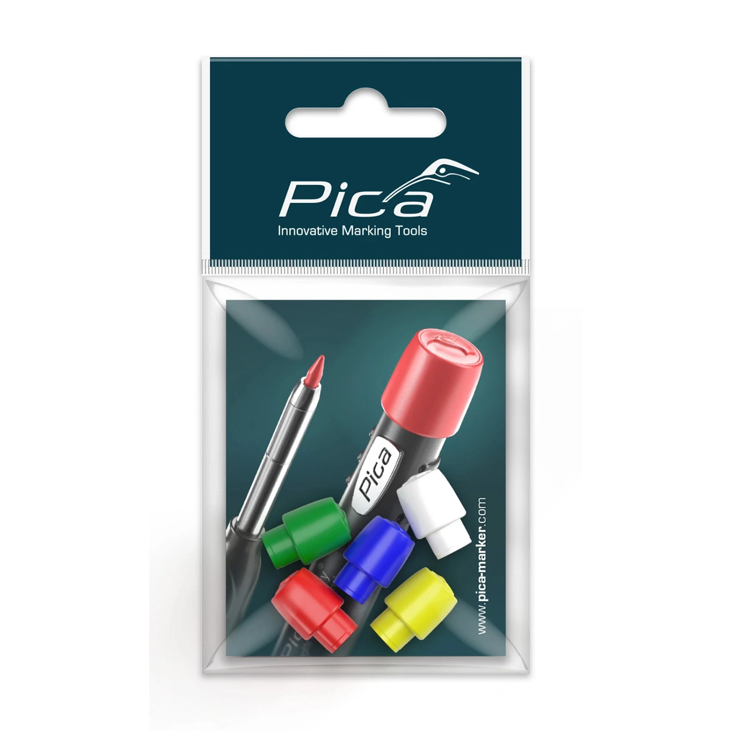 Pica 55801 Capuchons de couleur - Rouge/Bleu/Vert/Jaune/Blanc (5 pièces)-image