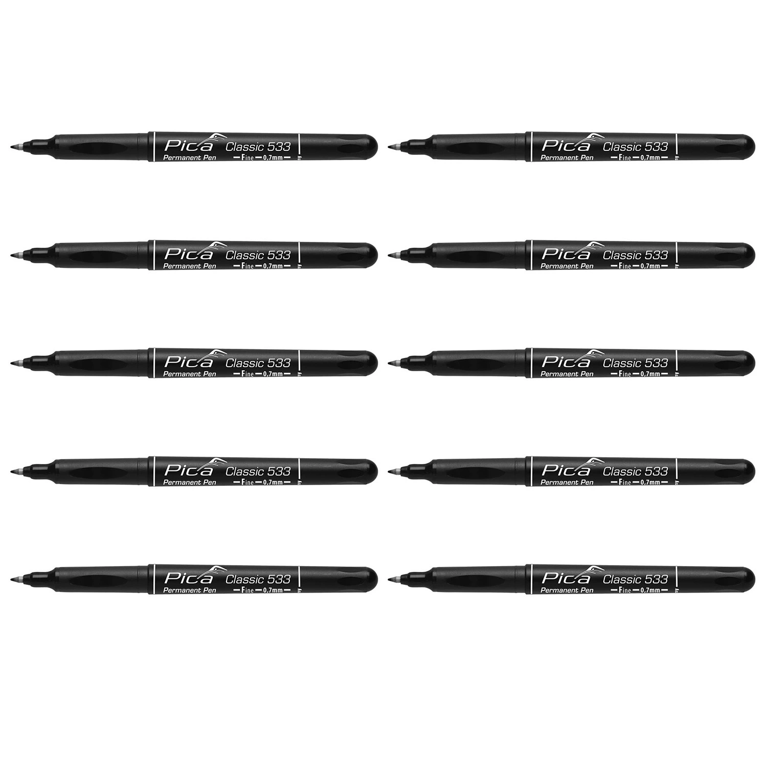 Pica 533/46 Stylo permanent Classic - Rond - Noir - 0.7mm (10pcs)-image