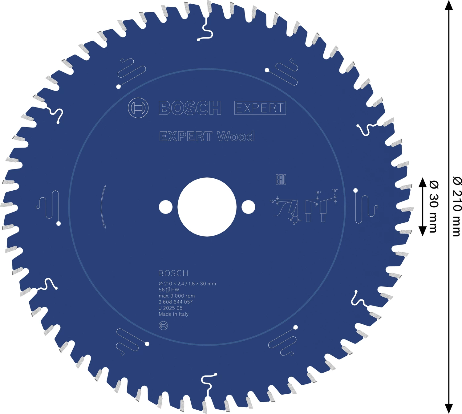 Bosch 2608644057 Expert Cirkelzaagblad - 210 x 30 x 56T - Hout - Carbide-image