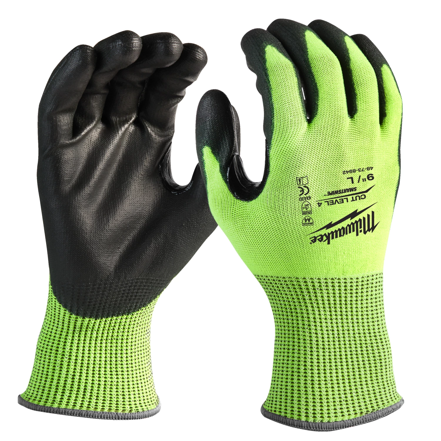 Milwaukee Gants de travail haute visibilité - classe de résistance aux coupures 4/D - 11/XXL