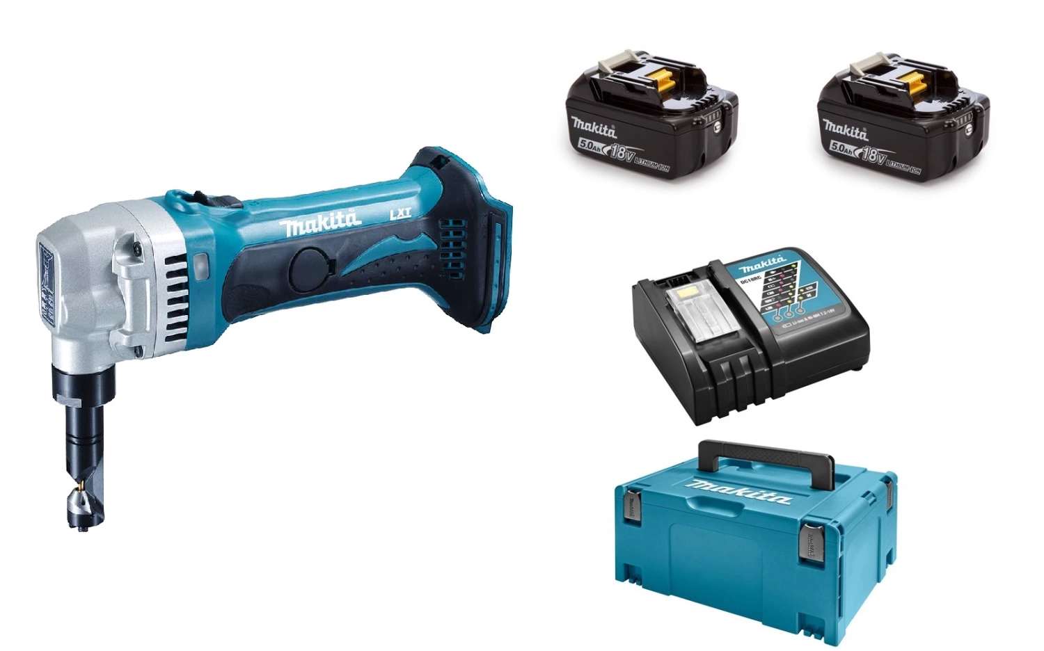 Makita DJN161RTJ 18V Li-Ion Accu Knabbelschaar set (2x 5,0Ah accu) in Mbox-image