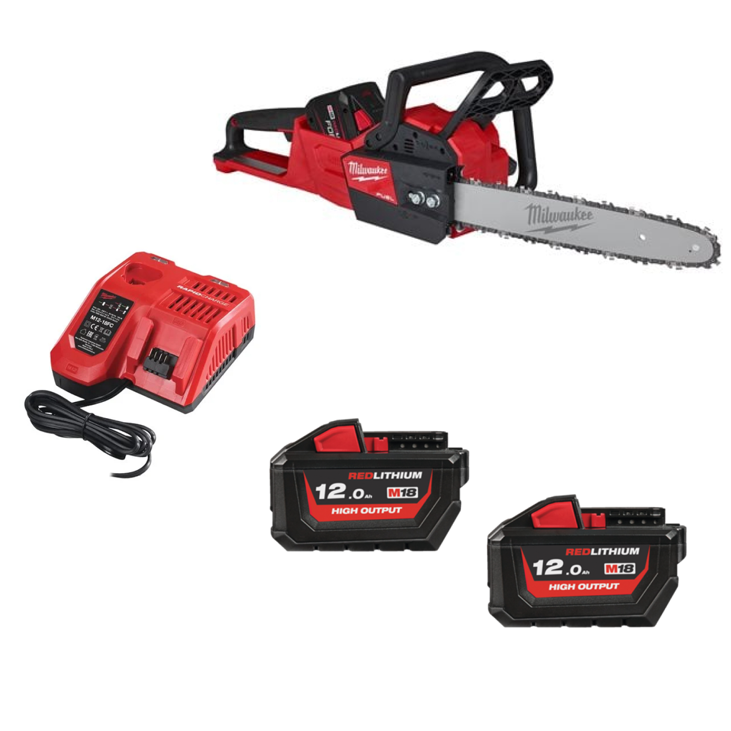 Milwaukee M18 FCHSC-122 18V Li-Ion accu kettingzaag set (2x 12.0Ah accu) - 30cm-image