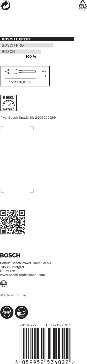 Bosch EXPERT 2608900328 - EXPERT Mèche plate Self Cut Speed, six pans 36 x 152 mm-image