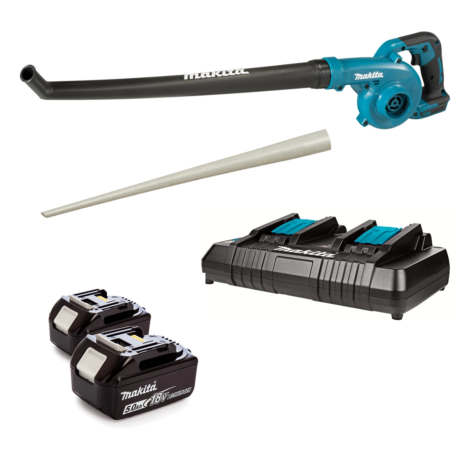 Makita DUB186 18V Li-Ion kit souffleur de feuilles sans fil (2x 5,0Ah) - 192 km/h - Avec buse de soufflage-image