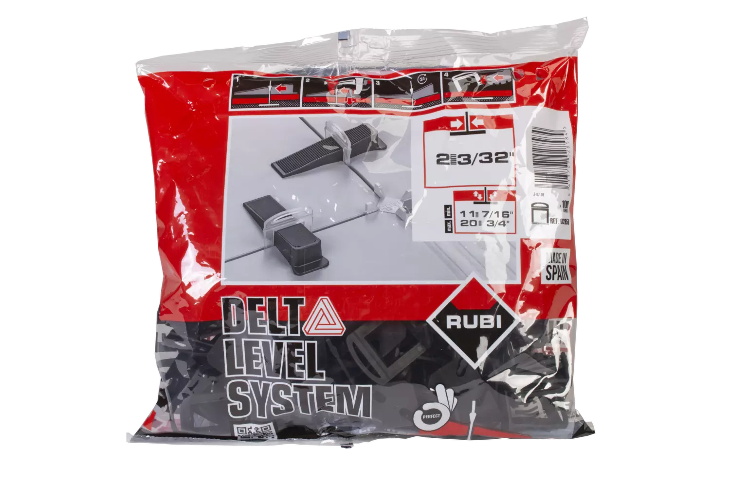 Rubi 2858 Clips de nivellement Delta - 2,0 mm - 11-20 mm (100 pièces)