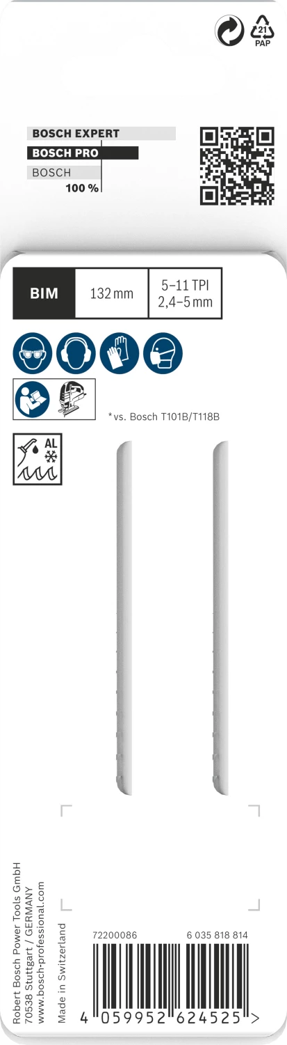 Bosch 2608655101 PRO T345XF Lame de scie sauteuse Épaisse et fine - multi-matériaux (2 pcs)-image