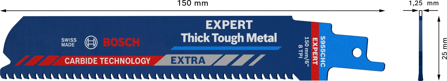 Bosch 2608900366 EXPERT Reciprozaagblad S955CHC - Thick Tough Metal (3st)-image