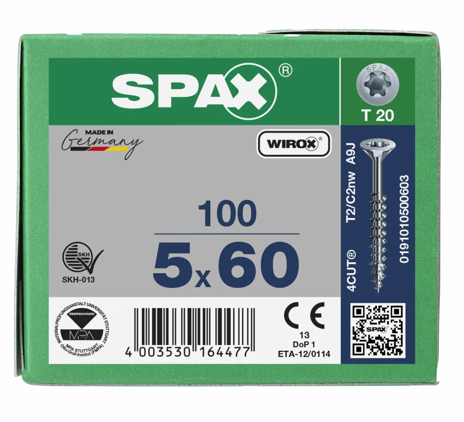 SPAX 191010500603 Universele schroef, Verzonken kop, 5 x 60, Deeldraad, T-STAR plus T20 - WIROX - 100 stuks-image