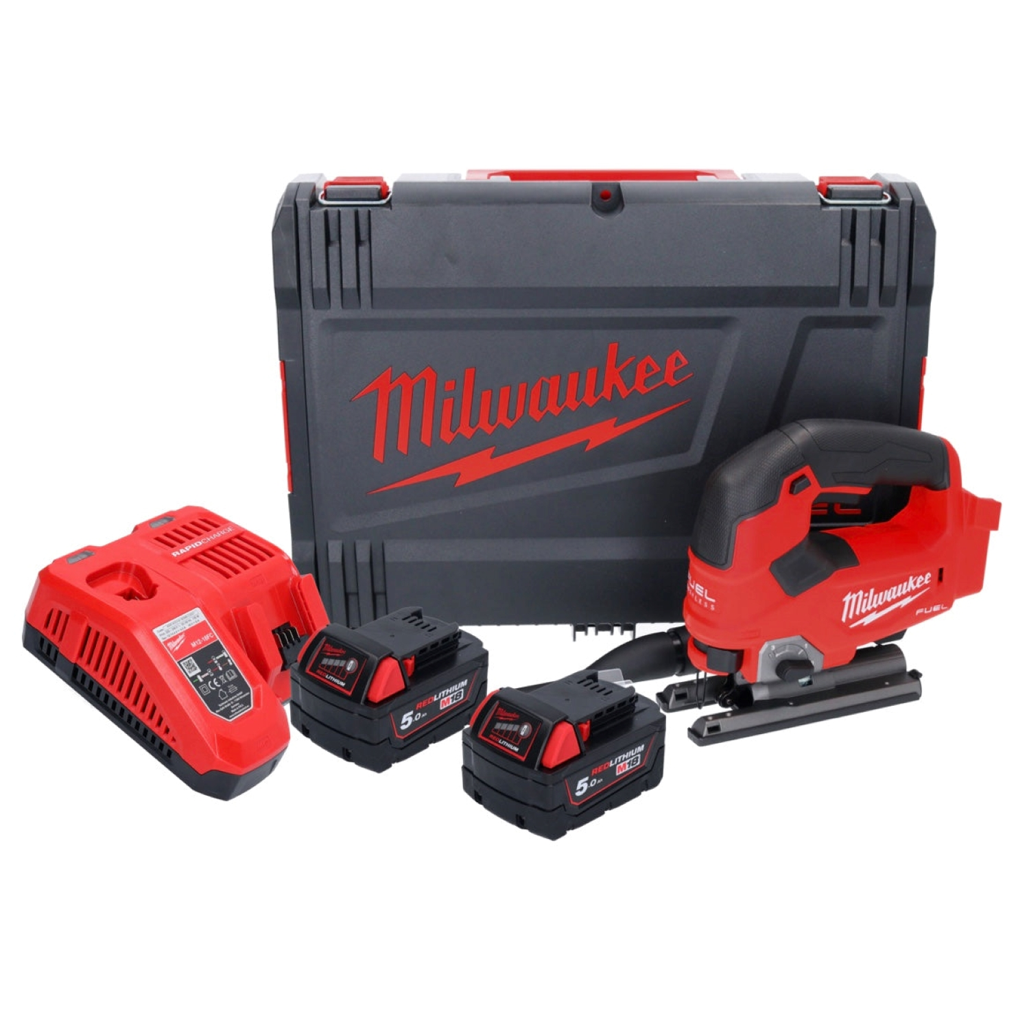 Milwaukee M18 FJS-502X Batterie Li-Ion à batterie 18V Ensemble de scie sauteuse (2x batterie 5.0Ah) dans HD-Box - sans balais-image