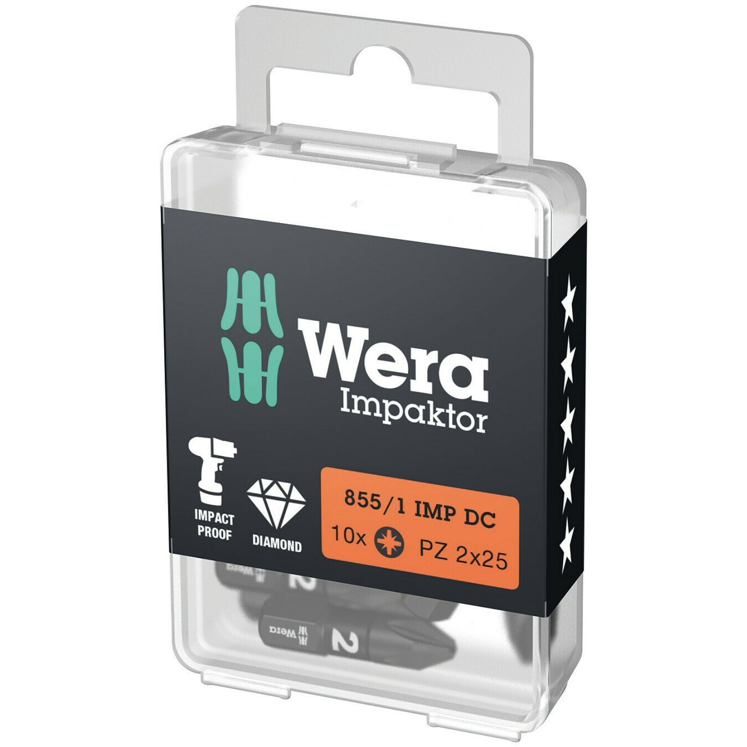 Wera 855/1 Embouts IMP DC Impaktor, PZ 2 x 25 mm, 10 pièces-image