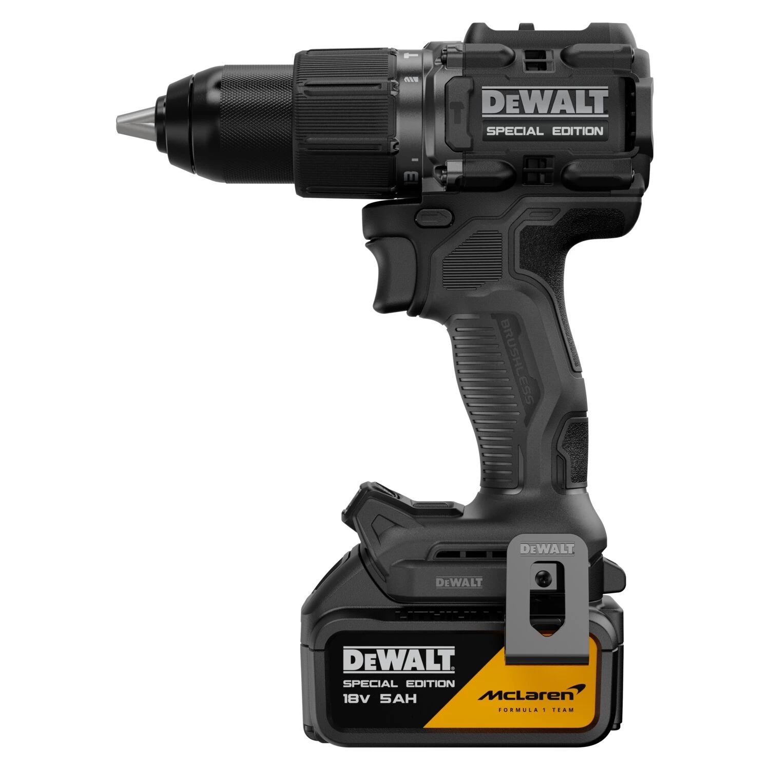 DeWALT X MCLAREN DCD86MP2KT-QW 18V XR accu schroef-/klopboormachine met accessoires set in TSTAK (2x 5.0Ah accu + lader)