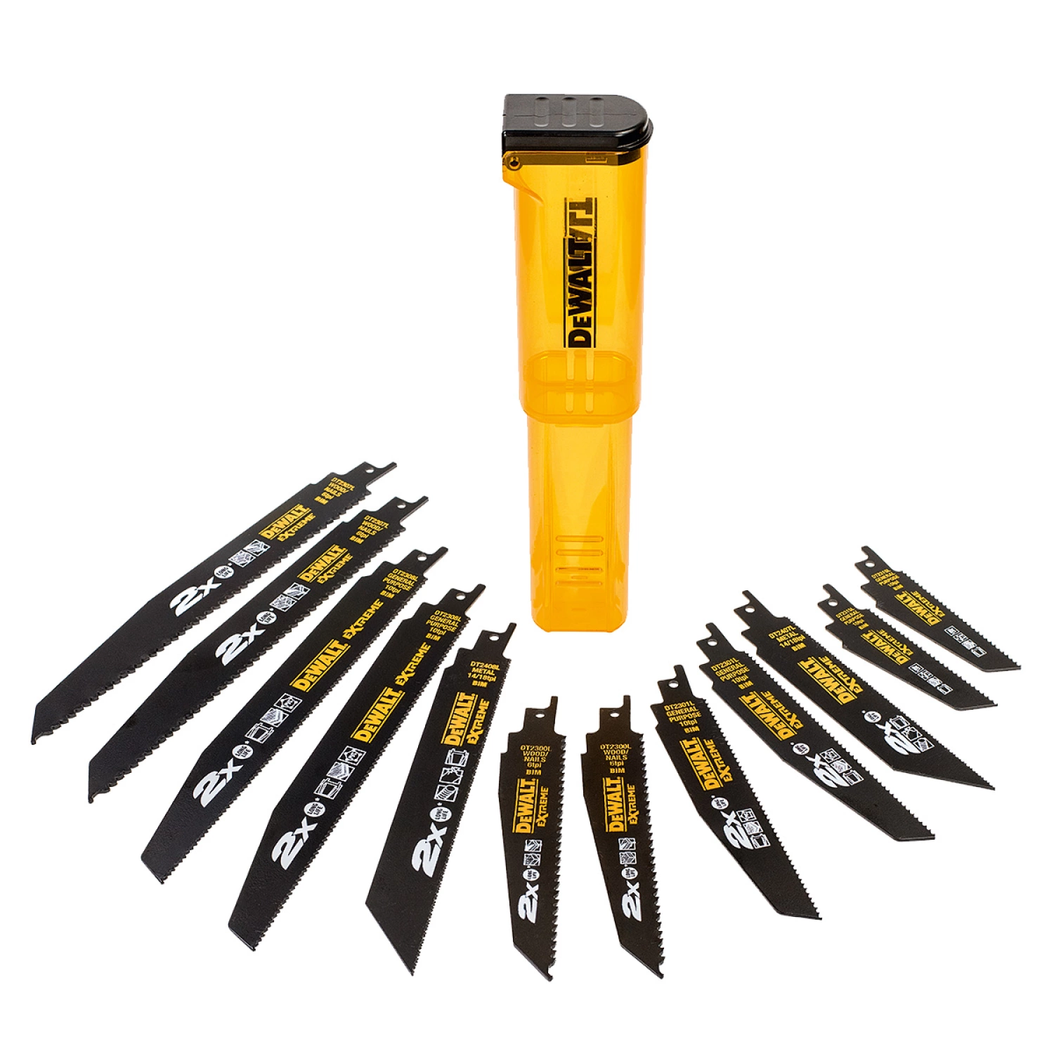 DeWALT DT2441L 12 delige Reciprozaagbladen set in koker - Hout/Metaal/Hout met spijkers-image