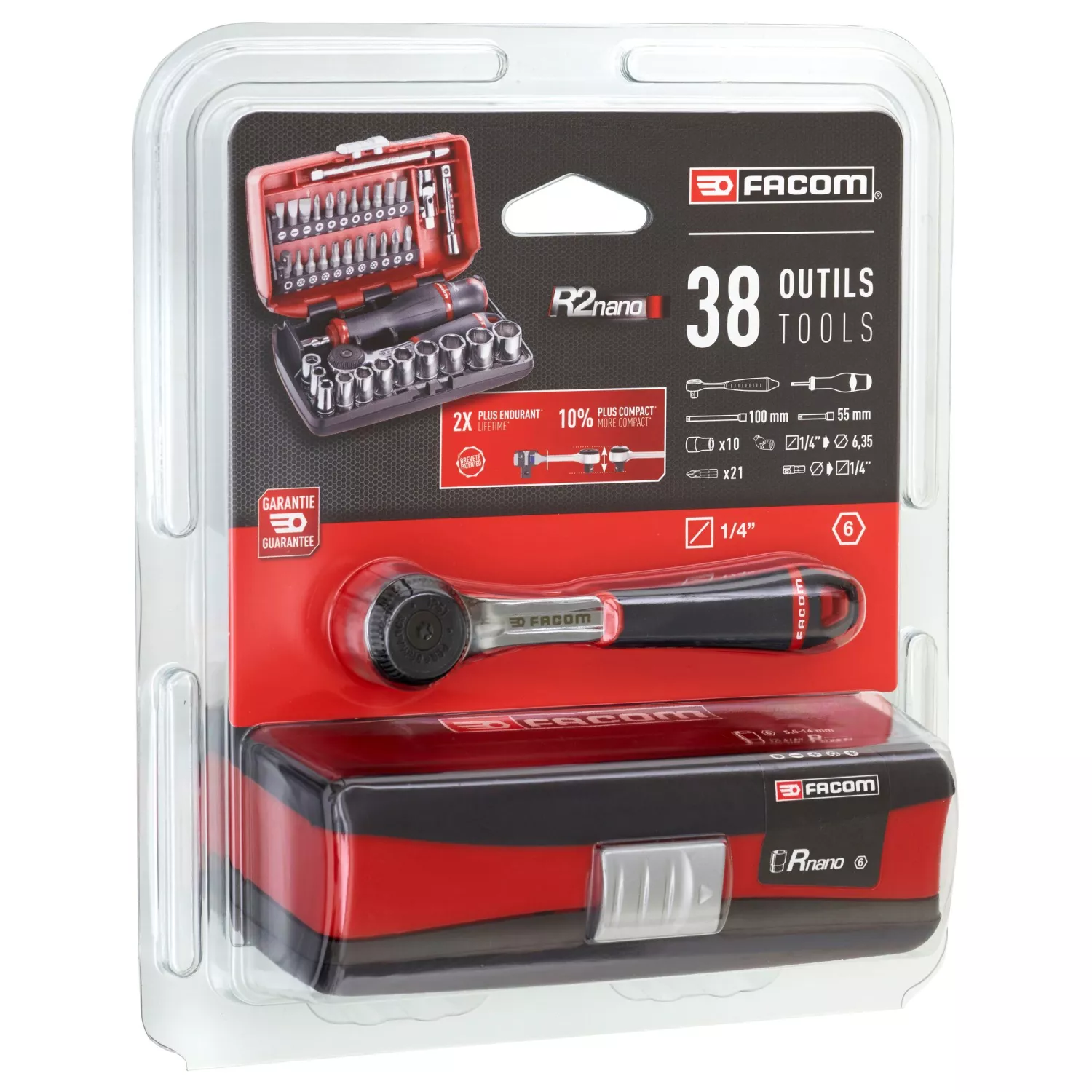 Facom R2NANOPB 38-delige Ratel- en doppenset in koffer - 1/4"