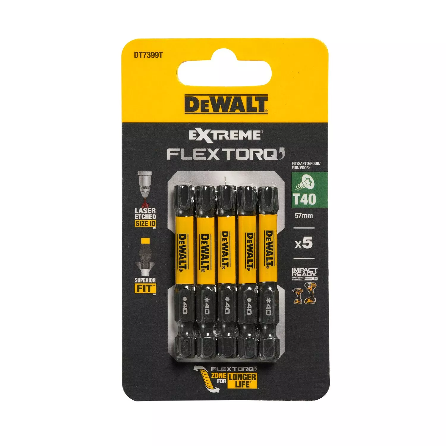 DeWALT DT7399T Embouts de vissage à percussion -  T40 x 50 mm (5 pièces)-image