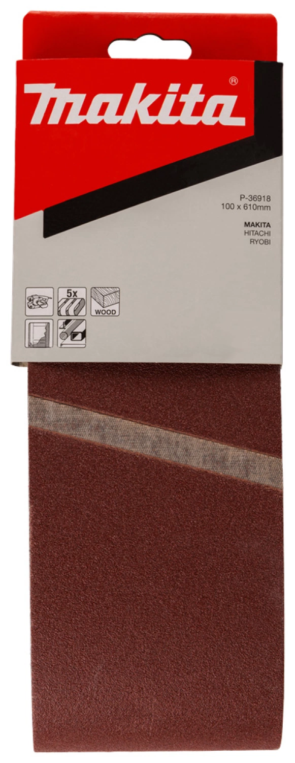 Makita P-36902 Bande abrasive - 610 x 100mm - K80 (5 pcs)-image