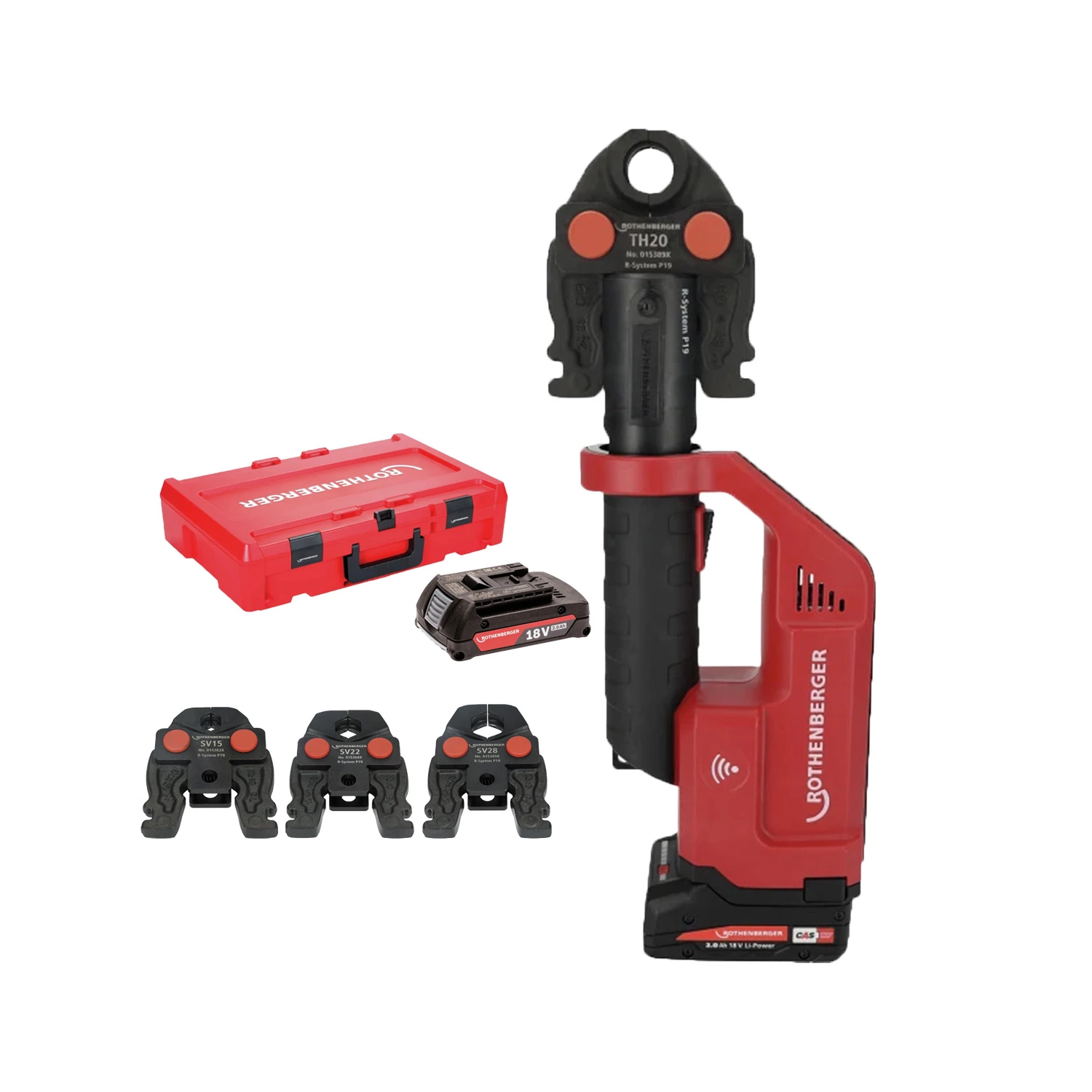 Rothenberger 1000004275 Romax Compact III 18V accu perstang set (1x 4.0Ah accu + lader) incl. SV bekken - 15-22-28mm - CAS-image