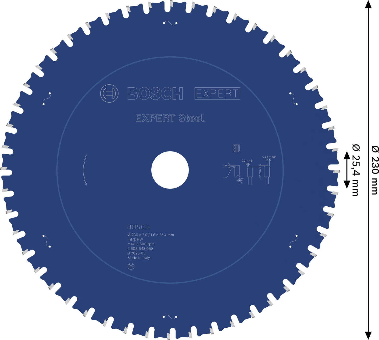 Bosch 2608643058 Cirkelzaagblad - 230 x 25,4 x 48T - Metaal - Carbide-image