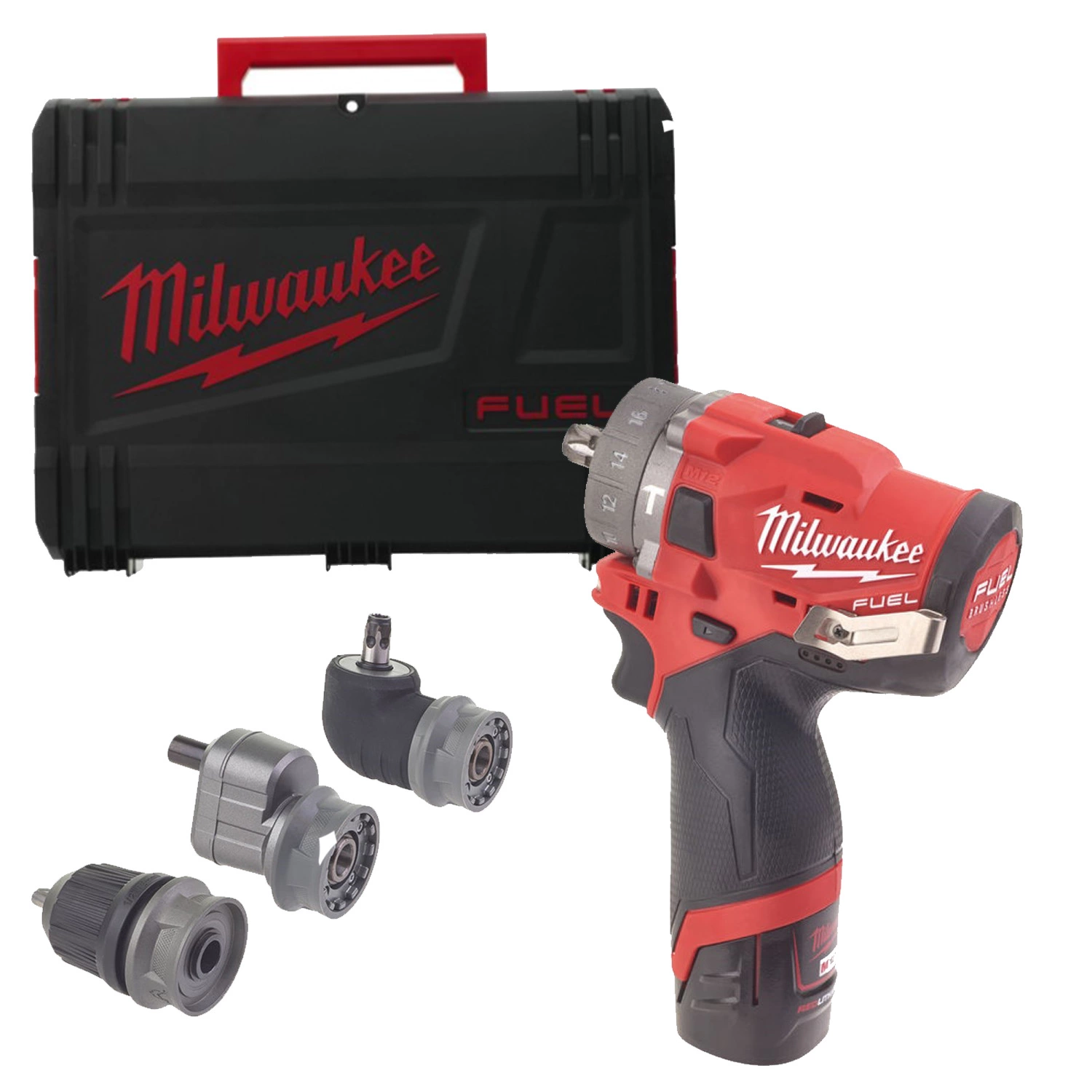 Milwaukee M12 FPDXKIT-202X - Set perceuse visseuse (2x batterie 2.0Ah) + set de têtes - dans HD-Box - moteur brushless - 44Nm-image