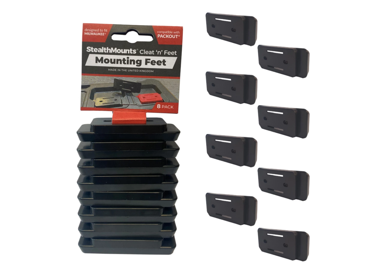 StealthMounts PAC-F-01-8 Cleat 'n' Feet Pieds de montage pour Cleats / Milwaukee PACKOUT™ - 8 pièces-image